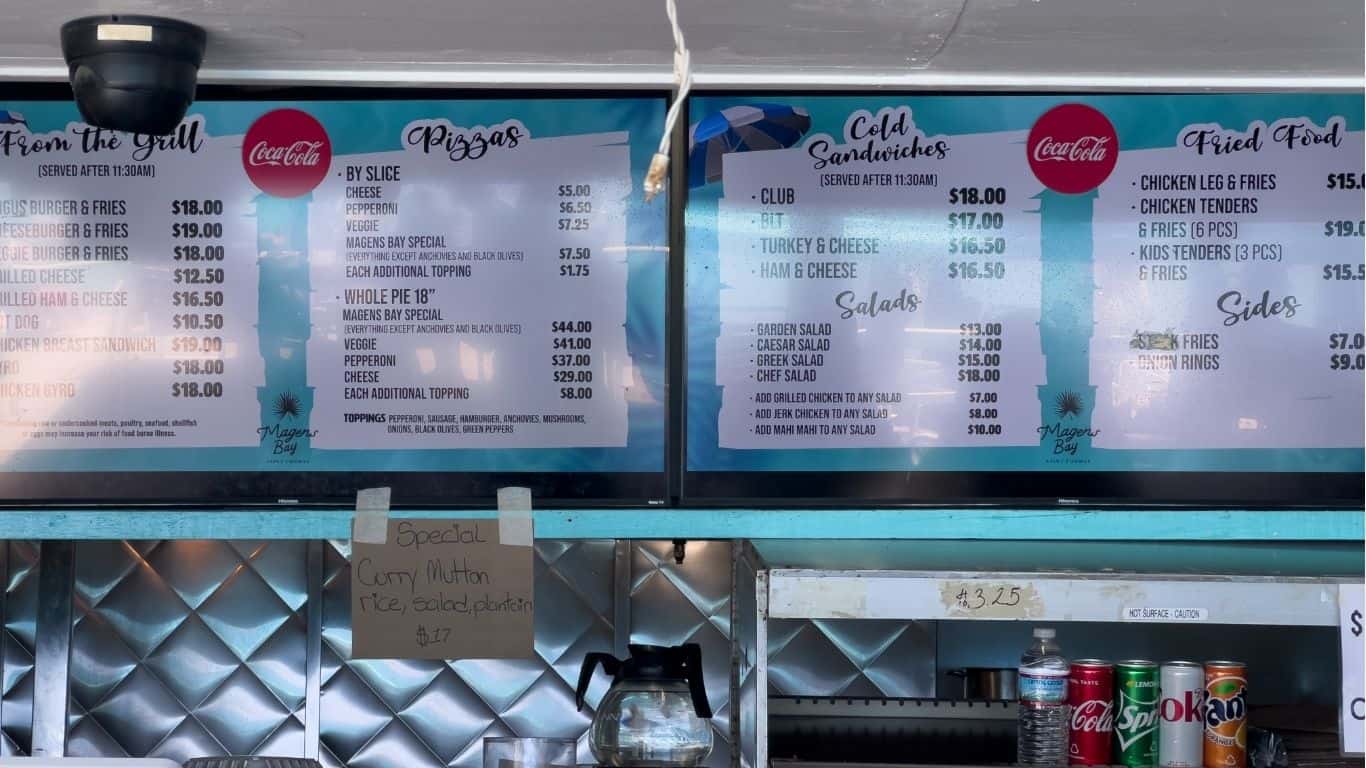 Magens bay restaurant menu