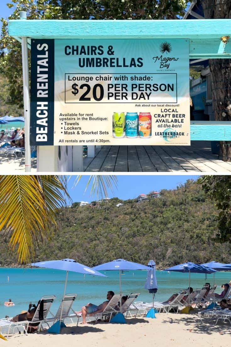 Umbrella rentals at Magens bay beach