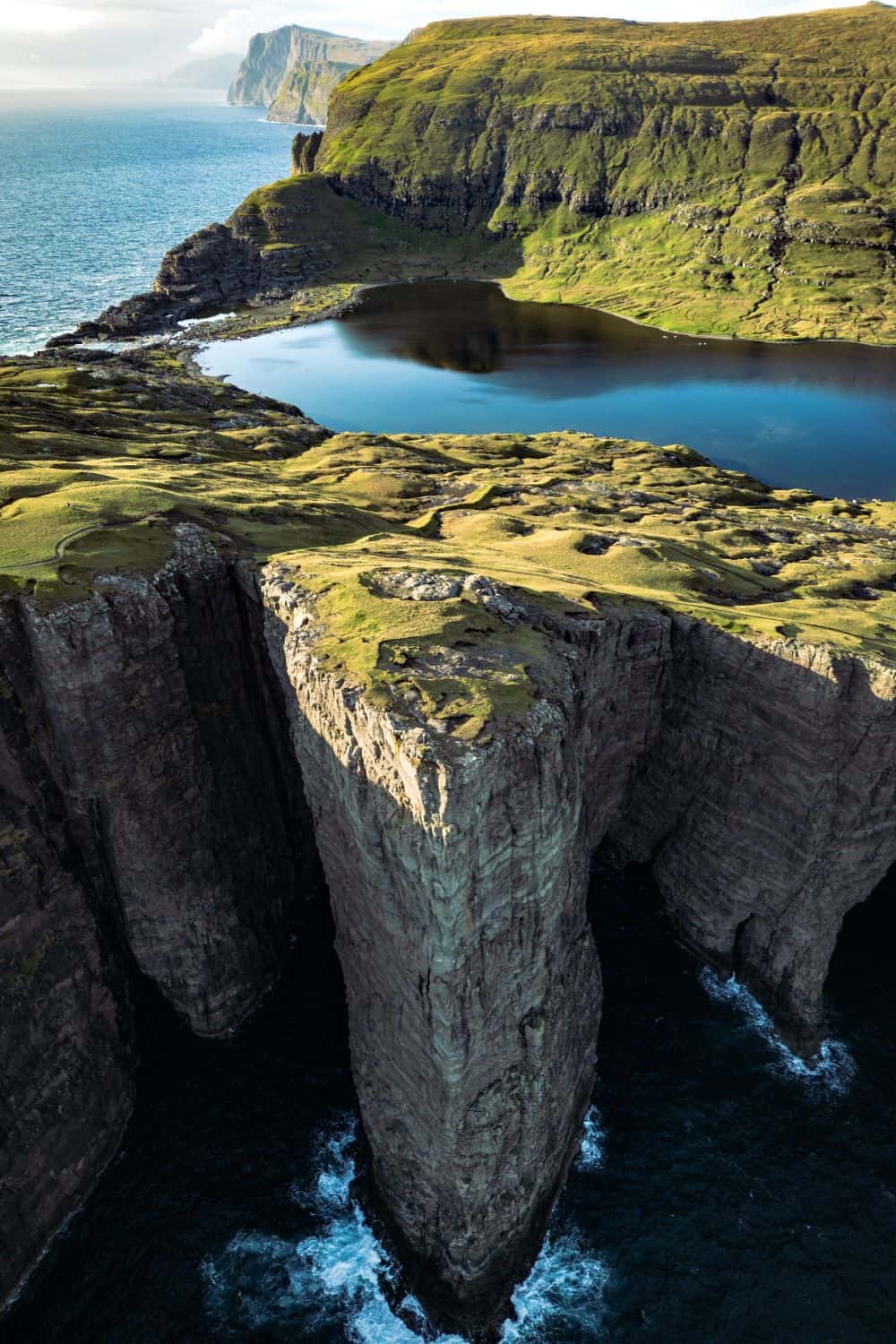 Trælanípa Cliff from above